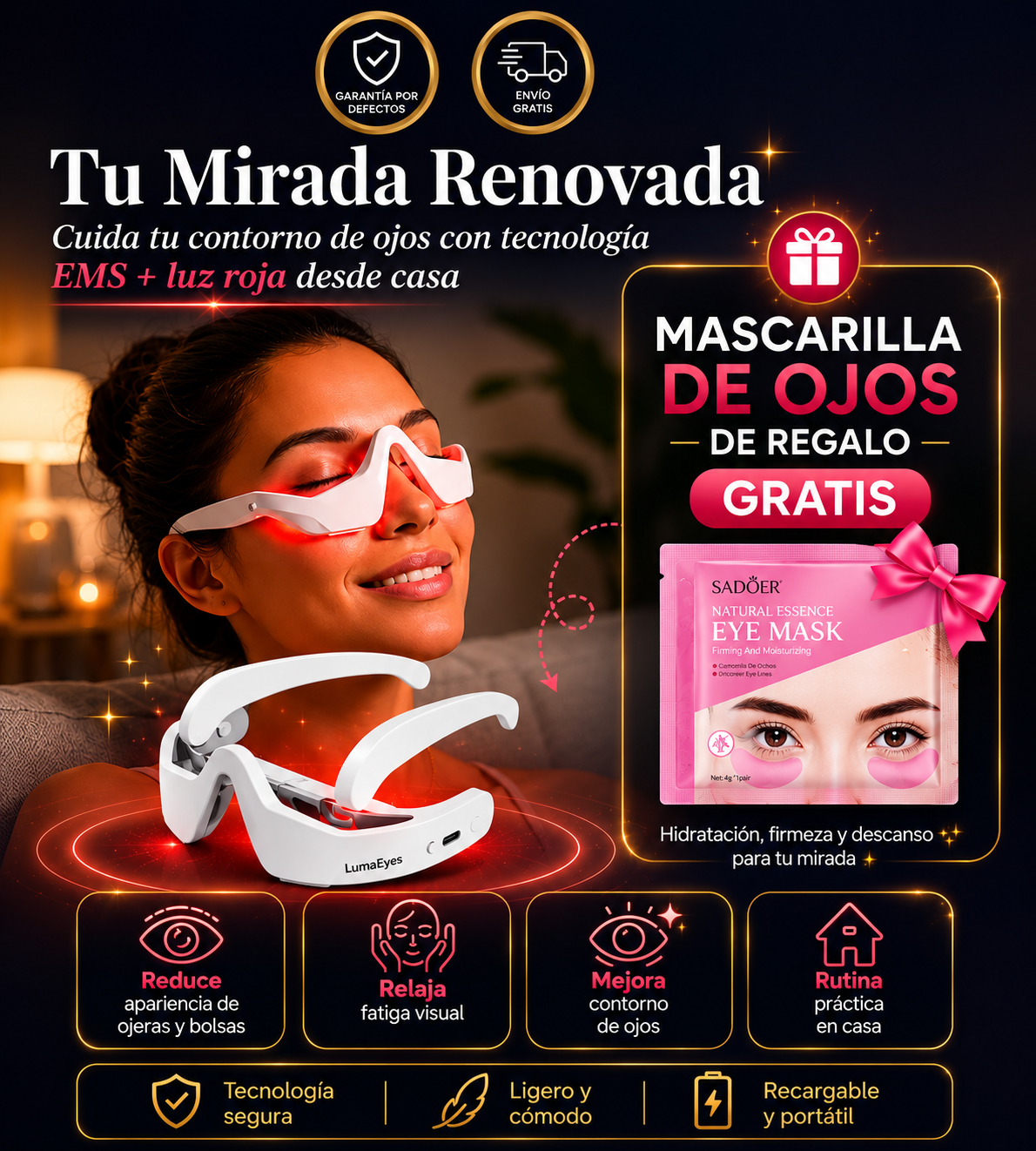 LUMAEYES- MASAJEADOR DE PARPADOS+MASCARILLA DE REGALO🎁