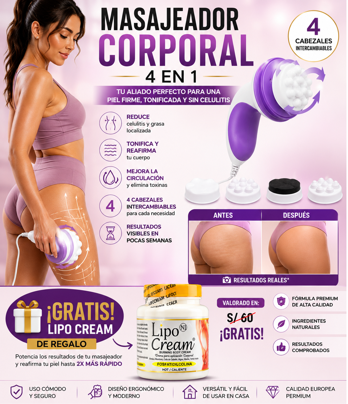 BODYFLOW:MASAJEADOR BODY REDUCTOR+ LIPOCREAM GRATIS✅