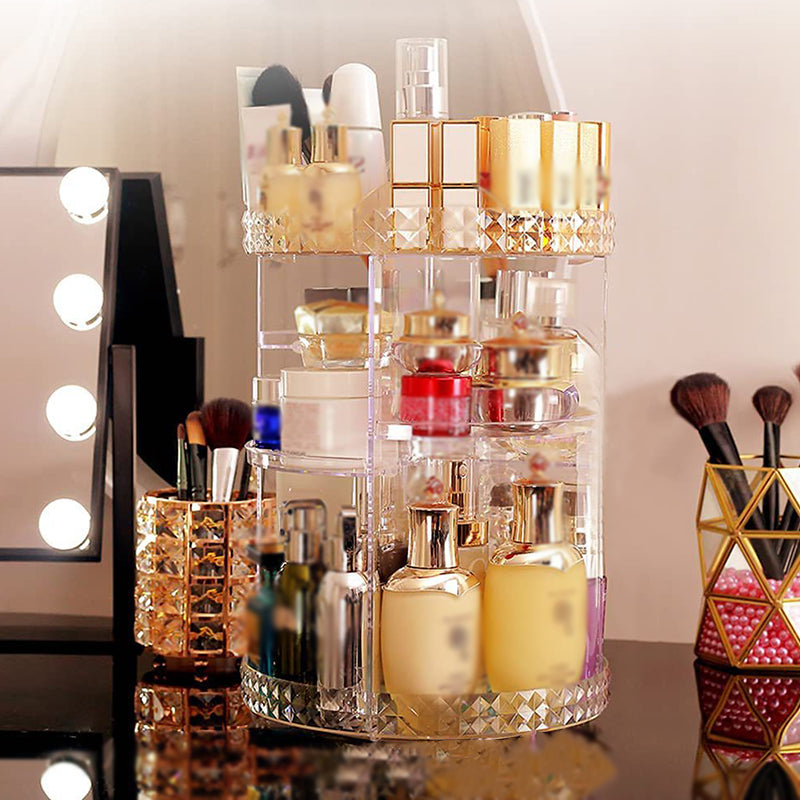 ORGANIZADOR DE MAQUILLAJE GIRATORIO 360°(DISEÑO DIAMANTE)™